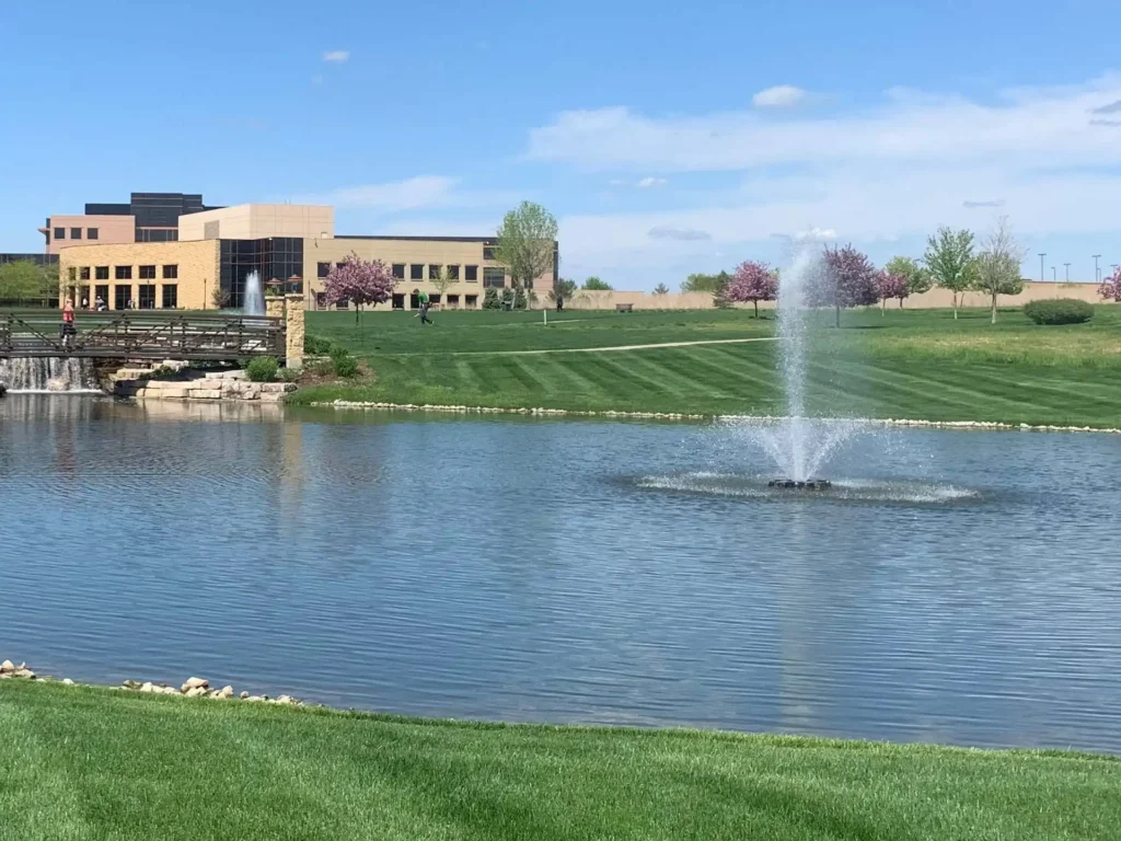 fountain and surrounding landscape